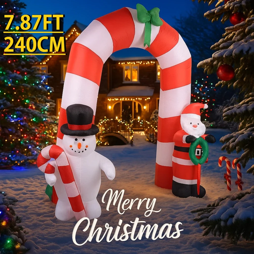 

7.87FT Giant Christmas Inflatable Toy Arch Snowman Santa Decorations With LED Lights Xmas Yard Lawn Supplies Home Party Ornament