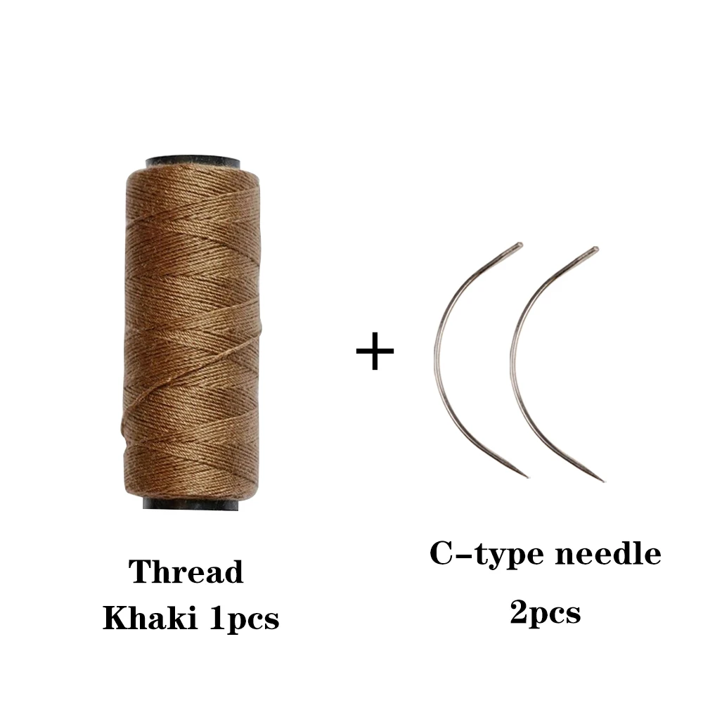 C Vorm Gebogen Naalden En Draad Voor Hair Extensions Haar Inslag Naaien Gereedschap 60Meter Haar Weven Draad Pruik Accessoires gereedschap
