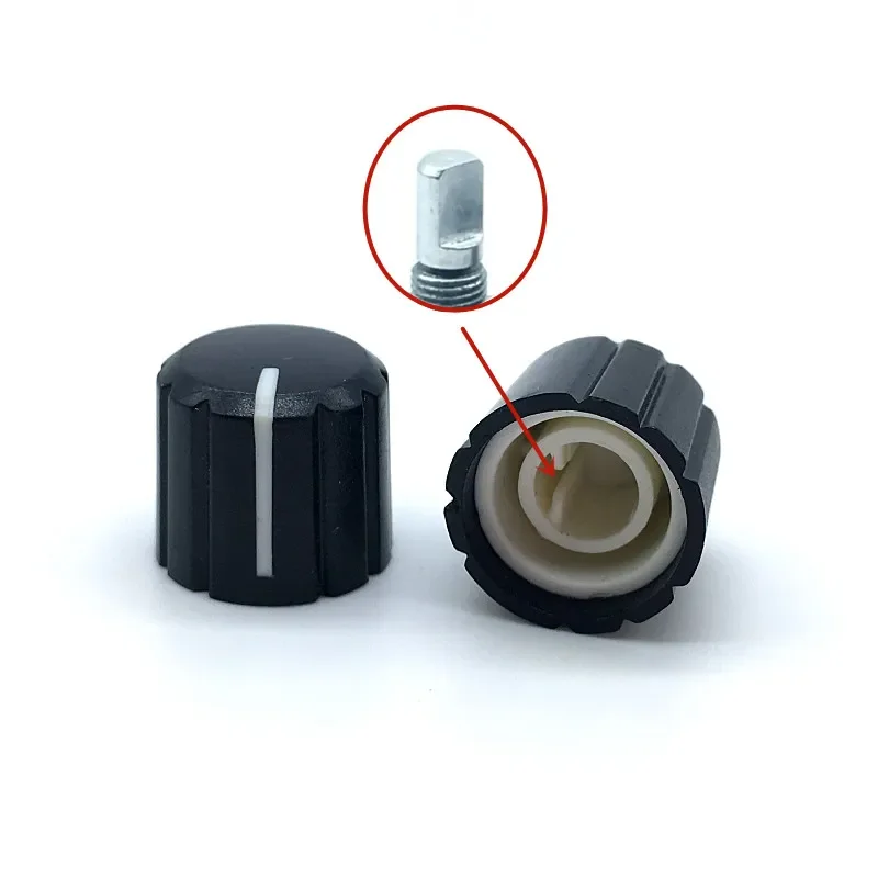 

20pcs Potentiometer Switch Roatry Encoder Switch Caps Black Plastic Knob 15x13.5mm Half Shaft Plum Shaft Type