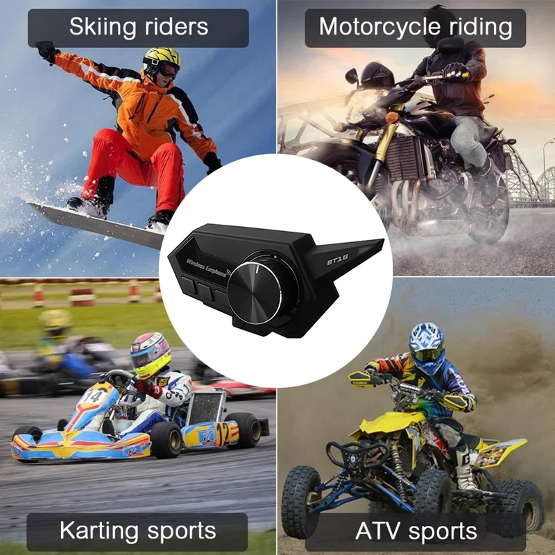 BT18 Moto Intercom Bluetooth V5.0 Helmet Headset Stereo Helmet Earphone With Handsfree Motorcycle FM Radio Headsets