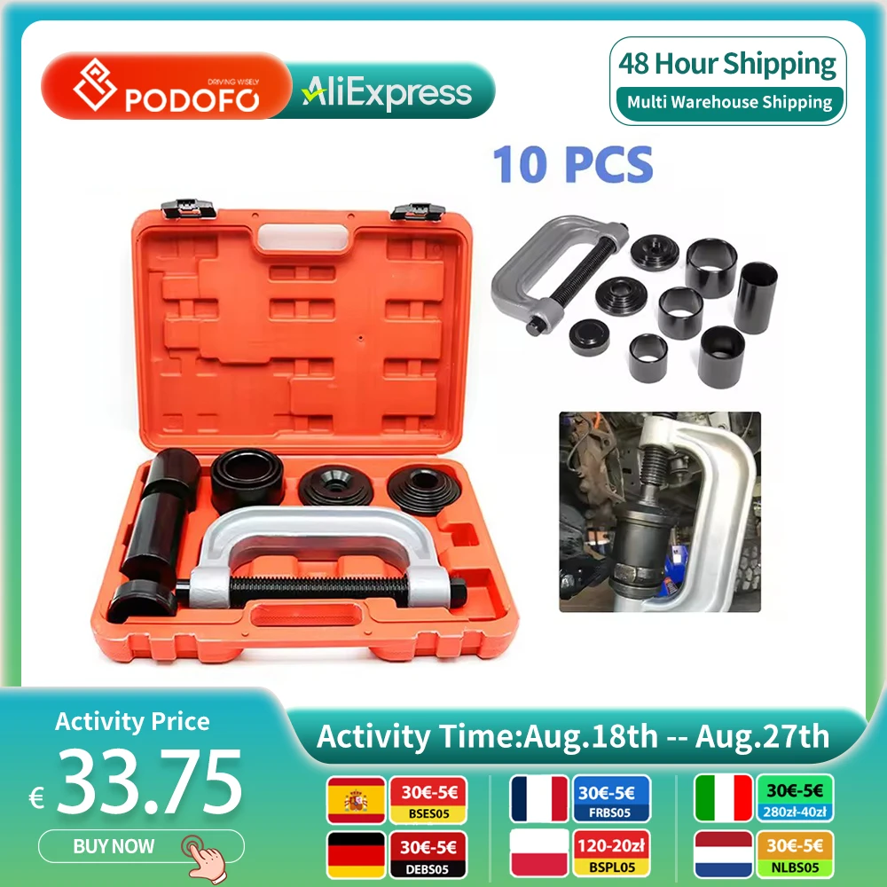 Podofo Kit di servizio Deluxe per giunto sferico 4 in 1 Dispositivo di rimozione 2WD e 4WD Installa kit di strumenti per la rimozione di strumenti di riparazione auto