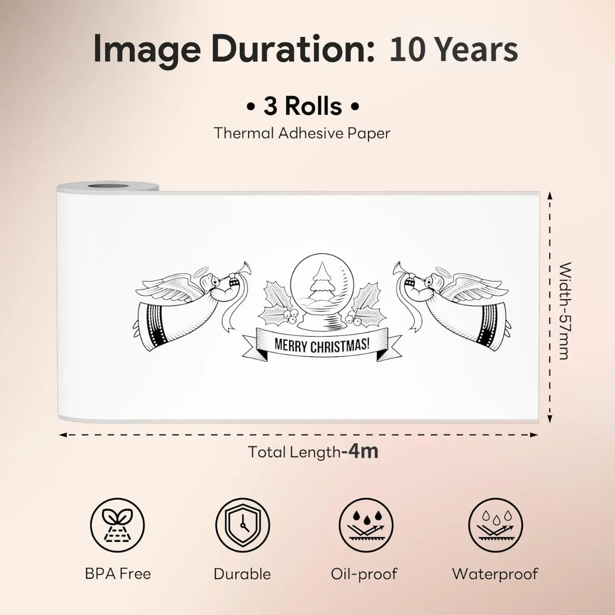 3/6/9/12 Rols 57x30mm Waterproof White Self-Adhesive Sticker Paper BPA-Free for Portable Printer DIY