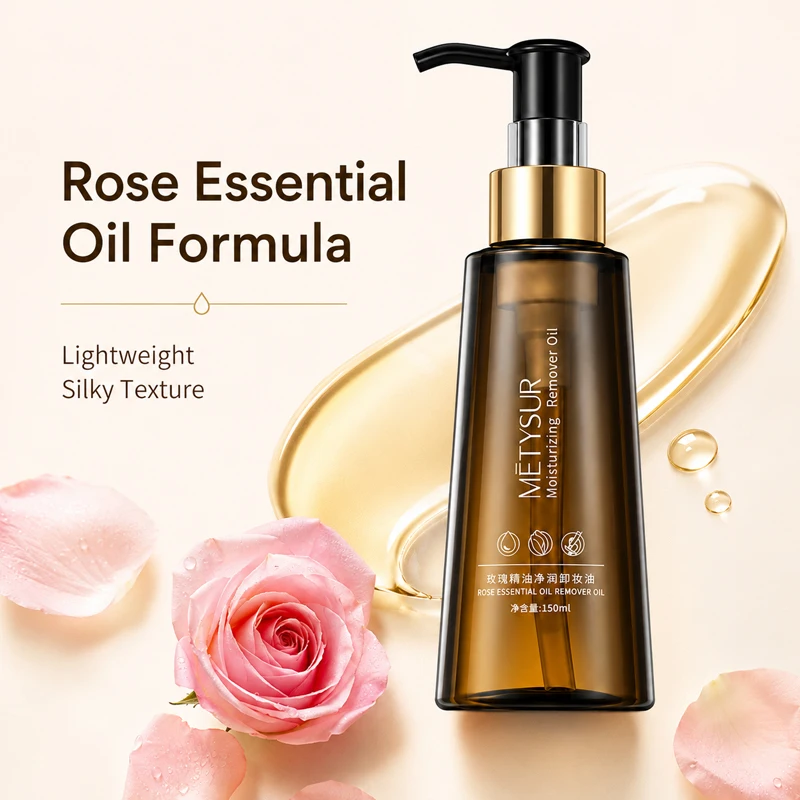 Rose Essential Oil Makeup Remover 150ml Deep Cleansing Oil Gentle Face Eye Lip Cleanser Waterproof Makeup Remover image 5