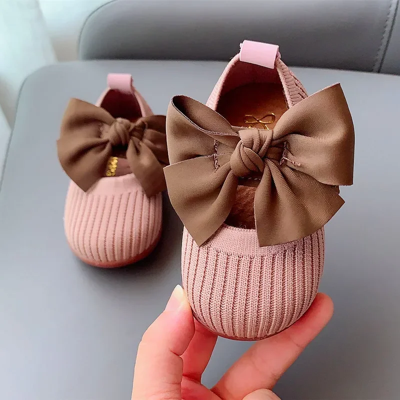 Spring Autumn Baby Girls Fashion Patent Leather Big Bow Princess Mary Janes Party Shoes Solid Color Student Flats Shoes