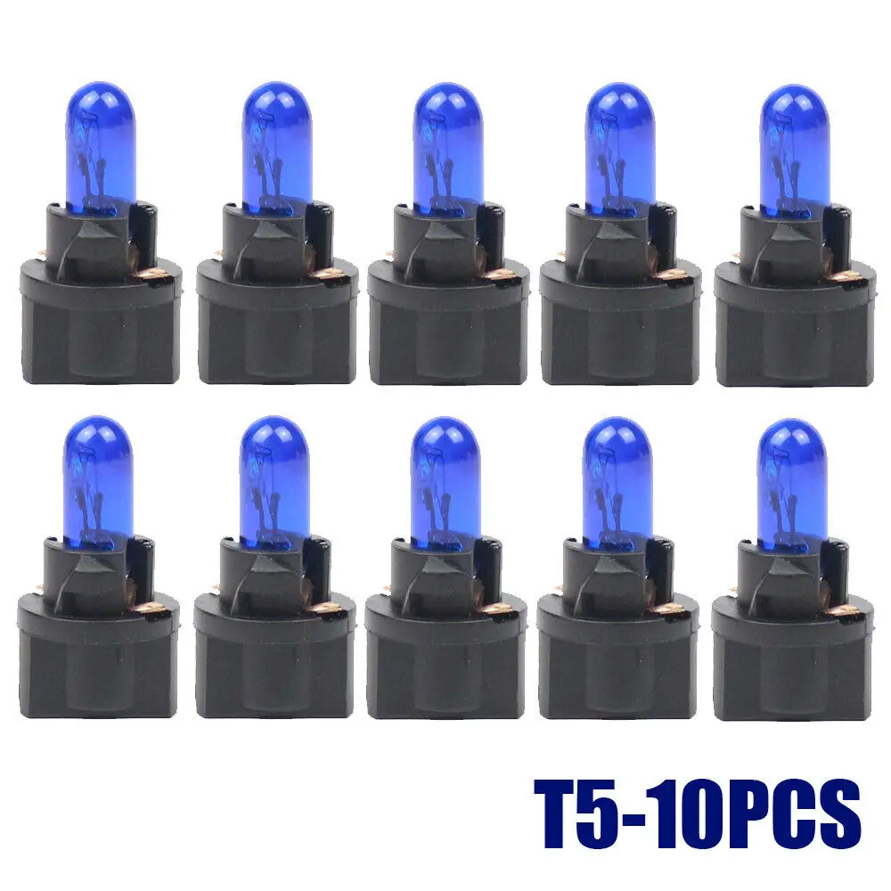 Azul T5 SMD Car LED Dashboard, lâmpada interior do instrumento, acessórios, 10pcs