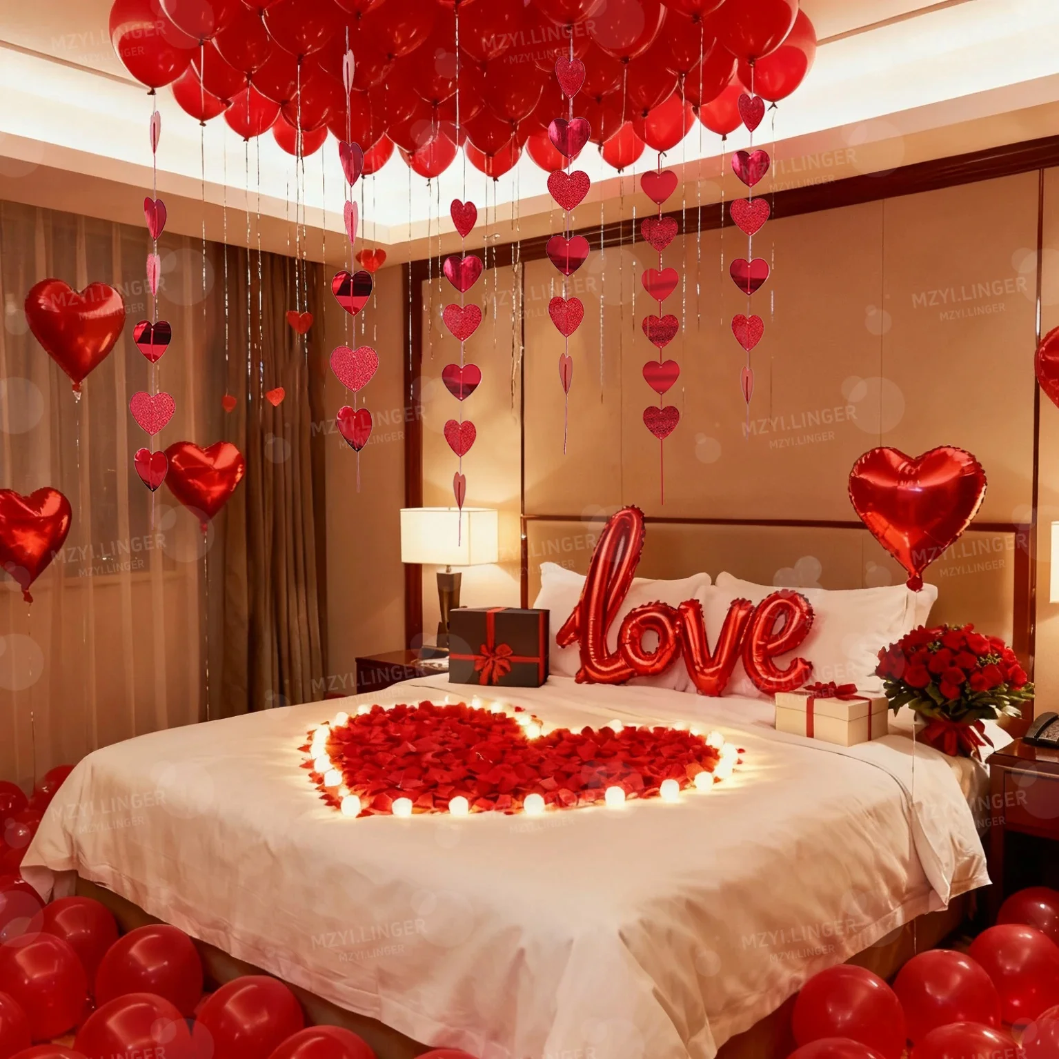 LOVE Ballon-Set Liebes-Anhänger Dekoration Rote Herz-Ballons für Valentinstag Heiratsantrag Hochzeit Geburtstagsdekoration – Detail 3