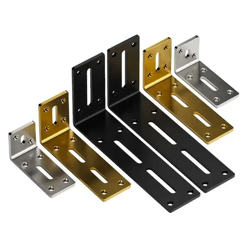 1Pcs Stainless Steel Corner Code Furniture Fixator Straight Corner Code 180Degree Flat Bracket Connector Black/White/Gold/Silver
