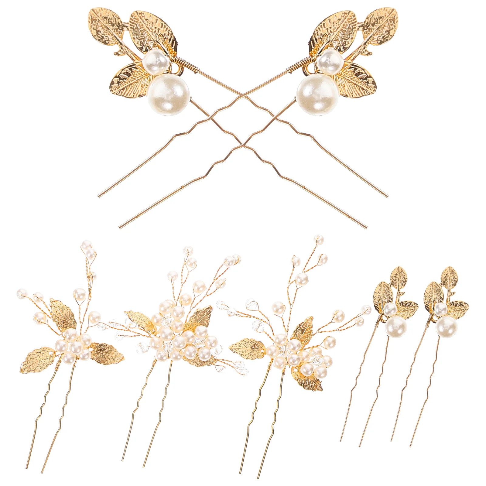

Styling Pearl Flower Hairpin Wedding Accessories Clip for Manual Golden Leaves Bride