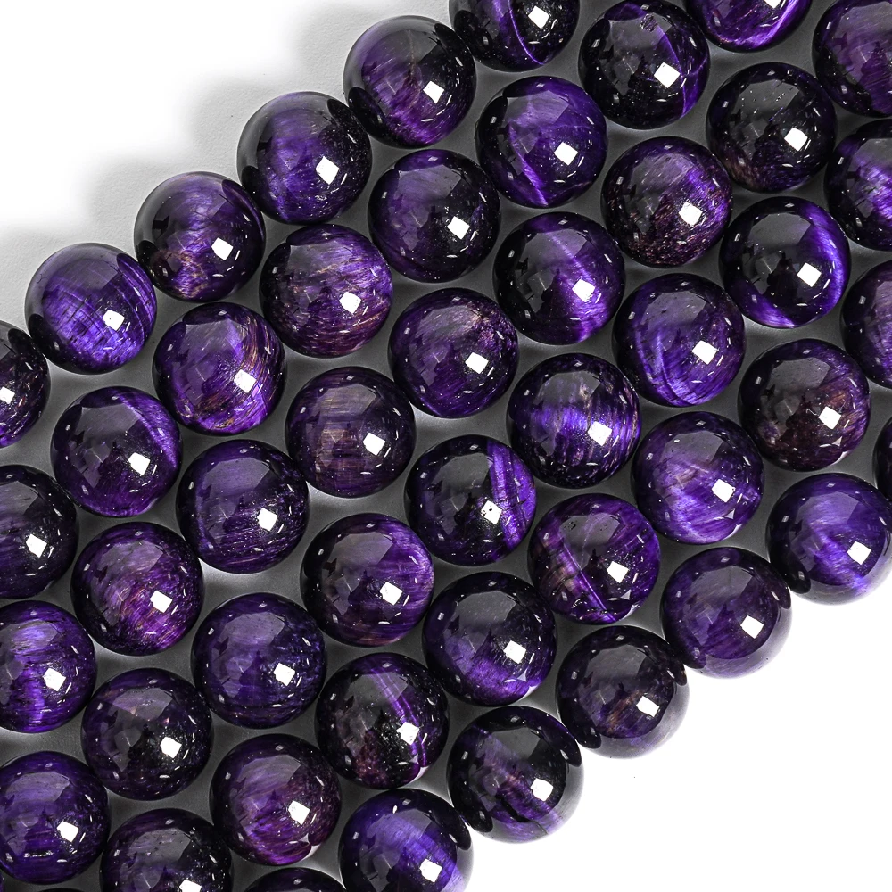 

Natural Enhanced Gemstone AAA Grade Purple Tiger Eye Round Loose Beads For Jewelry Making DIY Bracelet Accessories 6/8/10/12mm