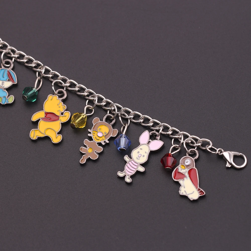 Disney Winnie the Pooh Fashion Cute Bracelet Cartoon Figure Piglet Winnie Charm Bangle for Women Trending Hand Accessories