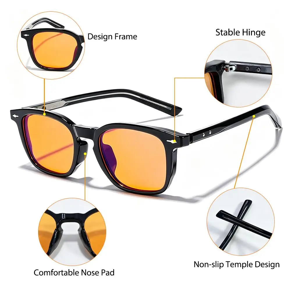 CATERSIDE Herren-Gaming-Brille mit 99% Anti-Blaulicht TR-90 Quadratischem Rahmen AR Antireflexbeschichtung Gaming-Brille Augenschutz – Detail 3