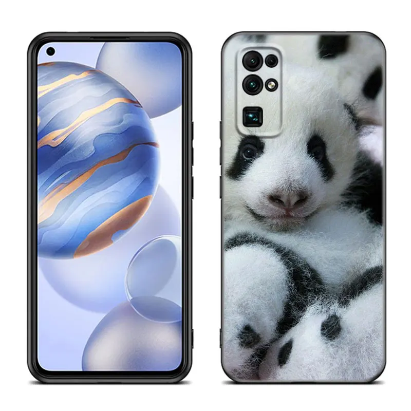 Cute Chinese Panda Animal Phone Case For Huawei Honor 60 50 SE 30S Mate 30 20 10 Lite 40 Nova 9 8 Pro Y60 8i 7i 7SE 5T Premium