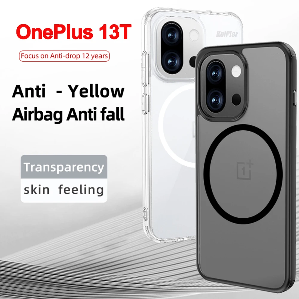 

Case for Oneplus 13T 1+13T Clear Back Cover TPU Silicone Frame Matte Translucent Hard Shockproof Magnetic Capa