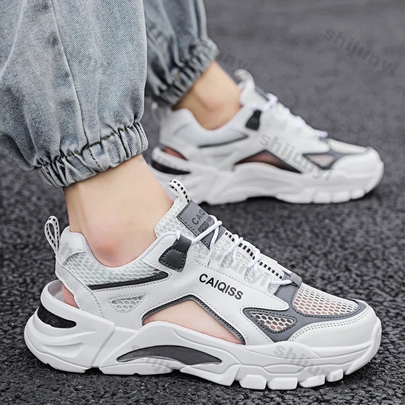 Couple Sports Sandals Summer Outdoor Fashion Lace Up Women Casual Shoes Breathable Comfortable Mesh Anti Slip Men's Beach Shoes