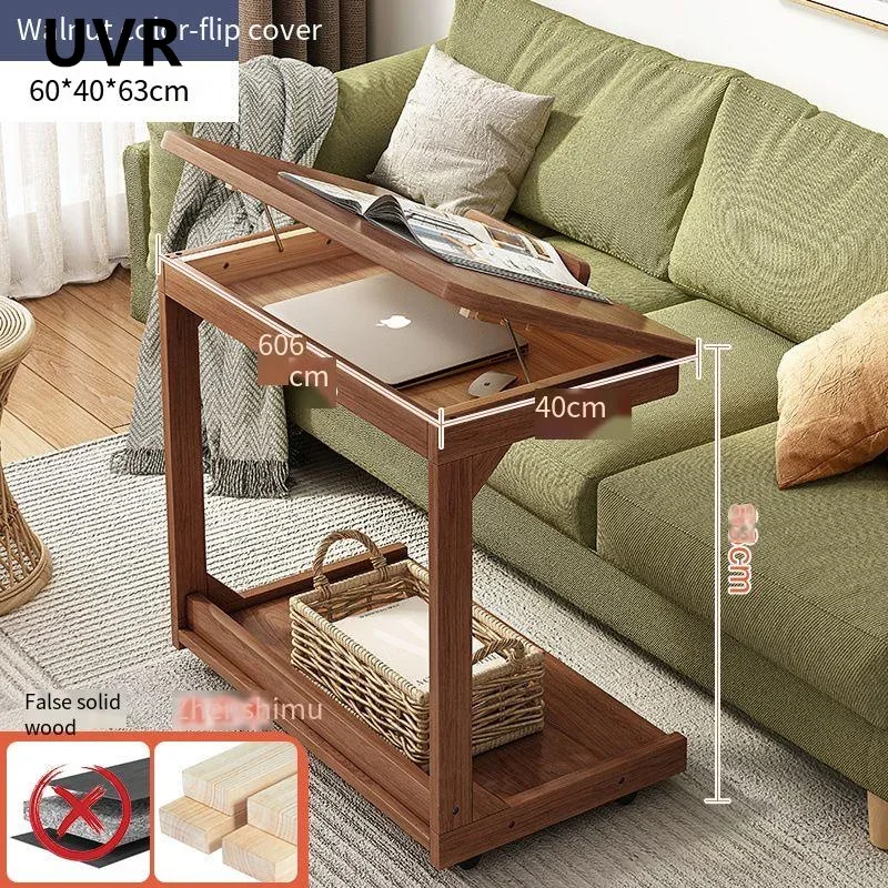 UVR Small Coffee Table Home Bedroom Bedside Table Living Room Sofa Side Corner Several Computer Desk Flip Small Side Table