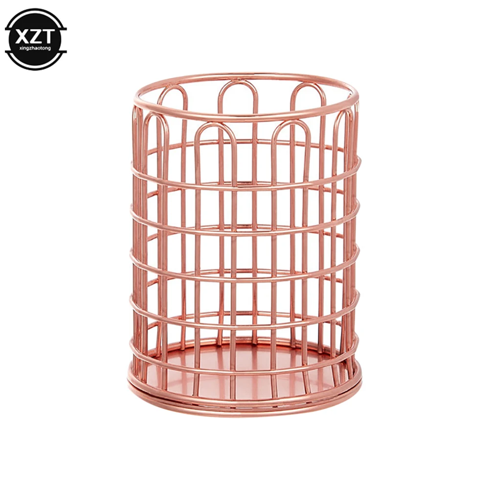 1PCS Cosmetics Makeup Brushes Storage Box Cylindrical Case Storage Lipstick Brush Pen Holder Organizer Wrought Iron Pen Storage