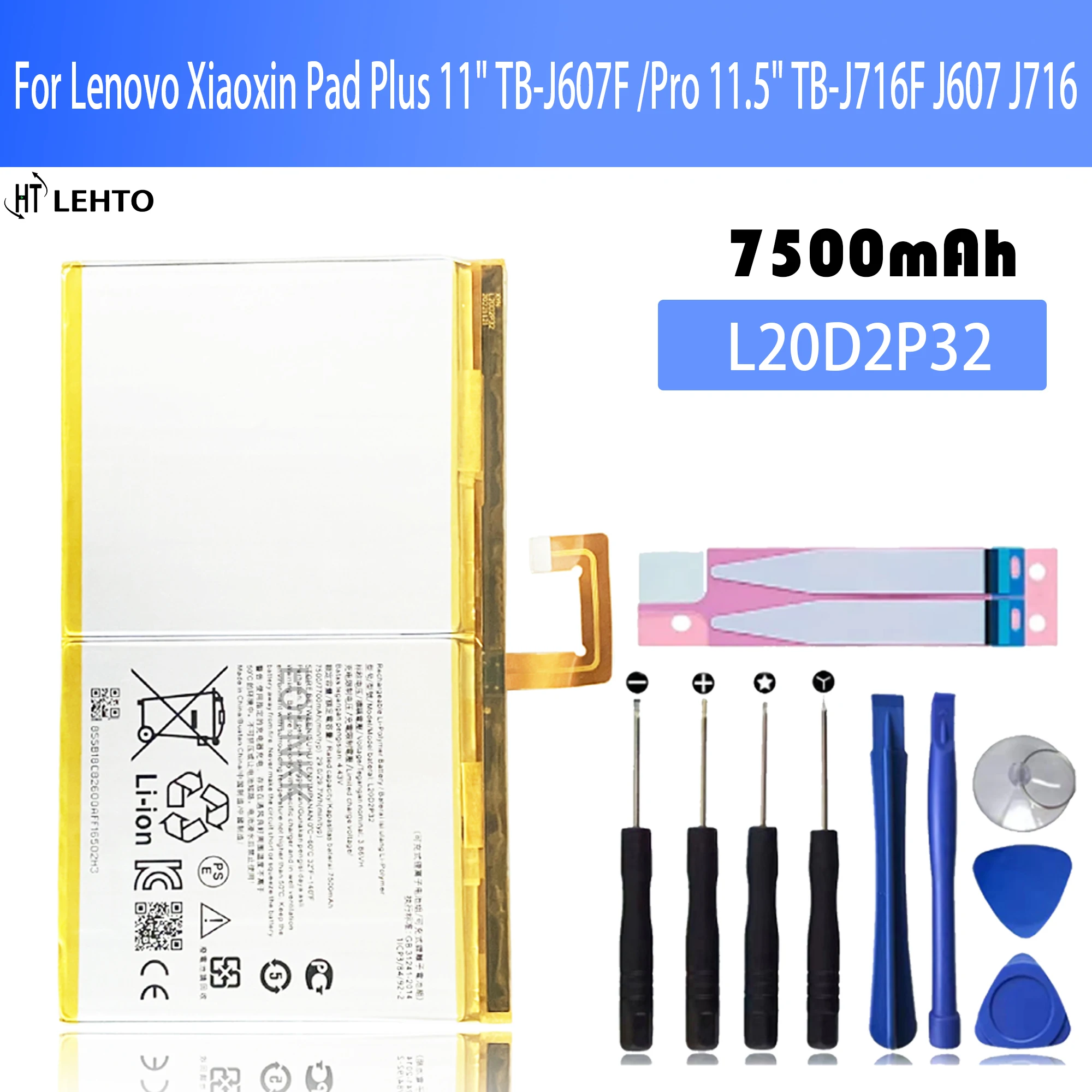 New 100%  L20D2P32 Battery For Lenovo Xiaoxin Pad Plus 11