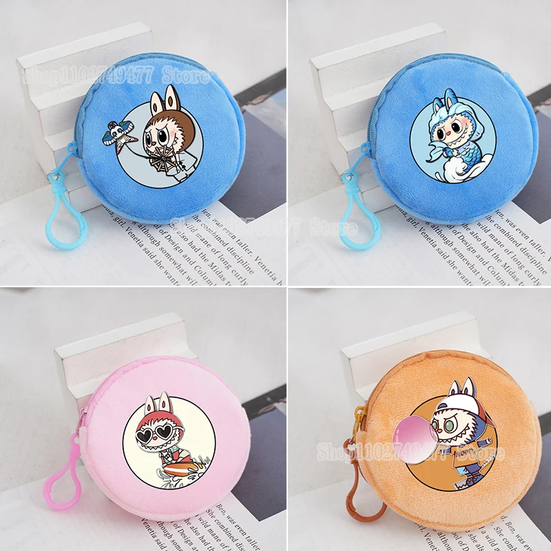 New Kawaii  Labubu kids Plush Coin Purse POP Mart Cartoon Storage Bag Mini Bag Girl Purses Wallet Coin Pouch Christmas gift