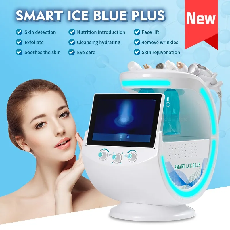 Ice Blue Magic Microdermabrasion Skin Analyzer Oxygen Spa Instrument Professional Ultrasonic Skin Care Equipment