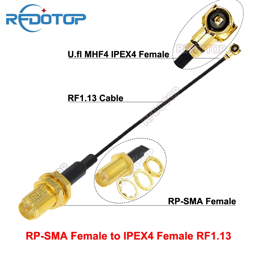 

10PCS Ufl/MHF4/IPEX4 Female to RP-SMA Female Jack WiFi Radio Antenna RF1.13 Cable Extension Pigtail RPSMA-J to MHF4-K RF Jumper