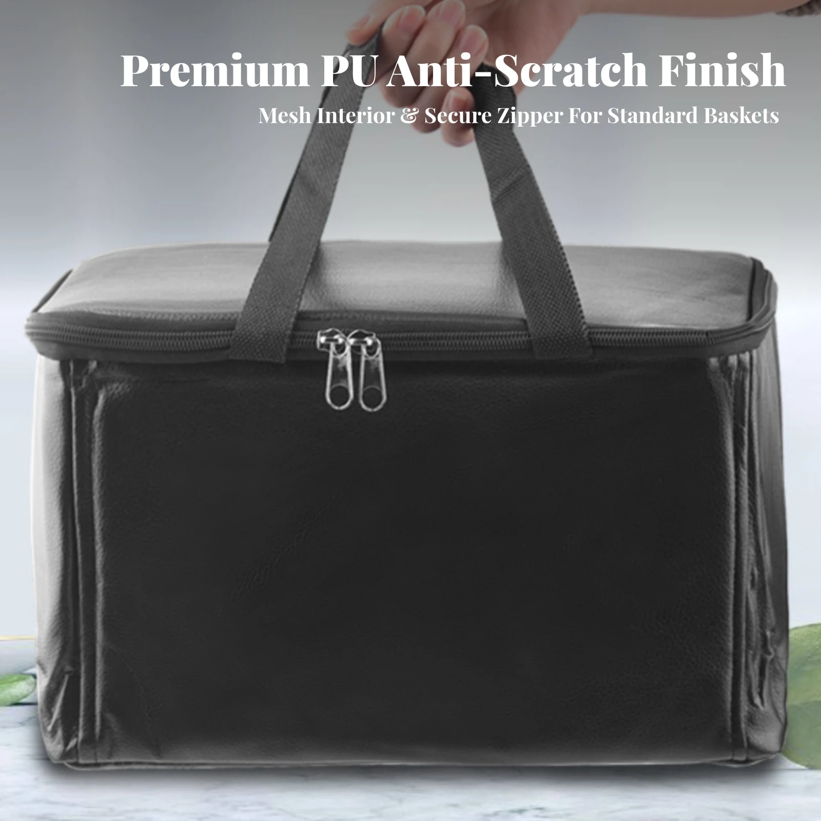Liner Long-Lasting Zippered Basket Bag Cover Compatible for Cyclists, Commuting, Errands