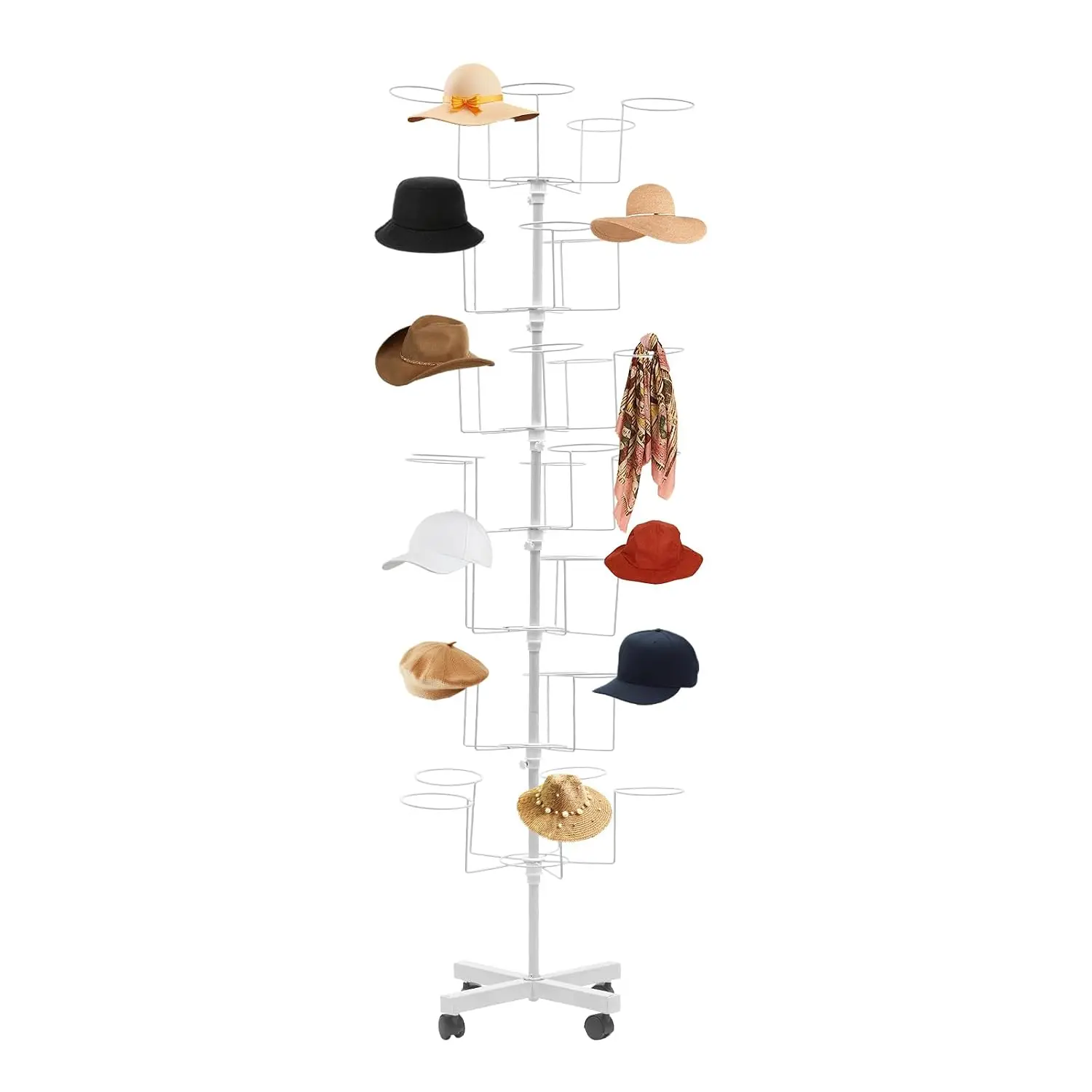 Modern Large Freestanding Hat Rack Stand Hat Organizer For Baseball Caps 7-Tier Rotating Hats Display Rack With 35, Customized
