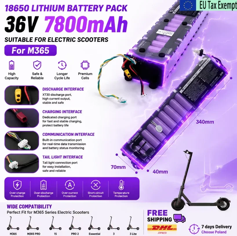 Image of 36V 78000mAh Li-Ionen-Akku Wasserdichter Bluetooth-Kommunikations-Ersatzakku für Xiaomi Mijia M365 Elektroroller