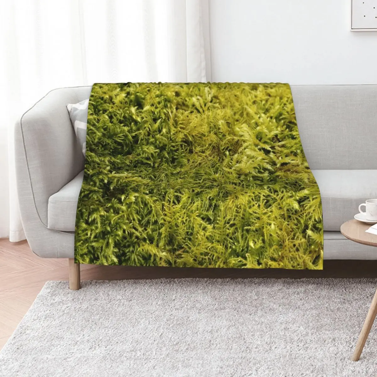Green Moss Texture Throw Blanket Soft Sherpa Fleece Warm Blanket for Winter