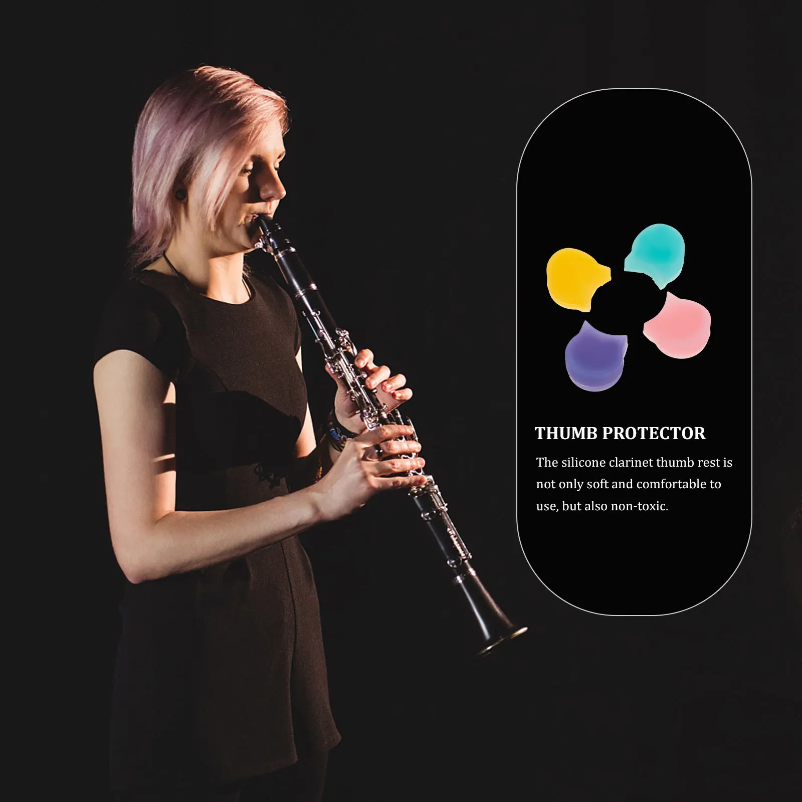 

4Pcs Clarinet Thumb Rest Pad High Grade Material Long Term Use Practical Portable Finger Support Clarinet Thumb Rest Cushion