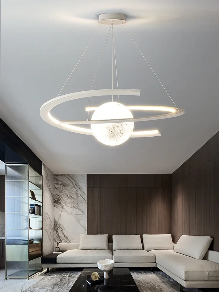 Modern 3D Moon Chandelier Bubble Planet LED Chandelier Children's Tenant Hall Bedroom Home Lighting Fixtures