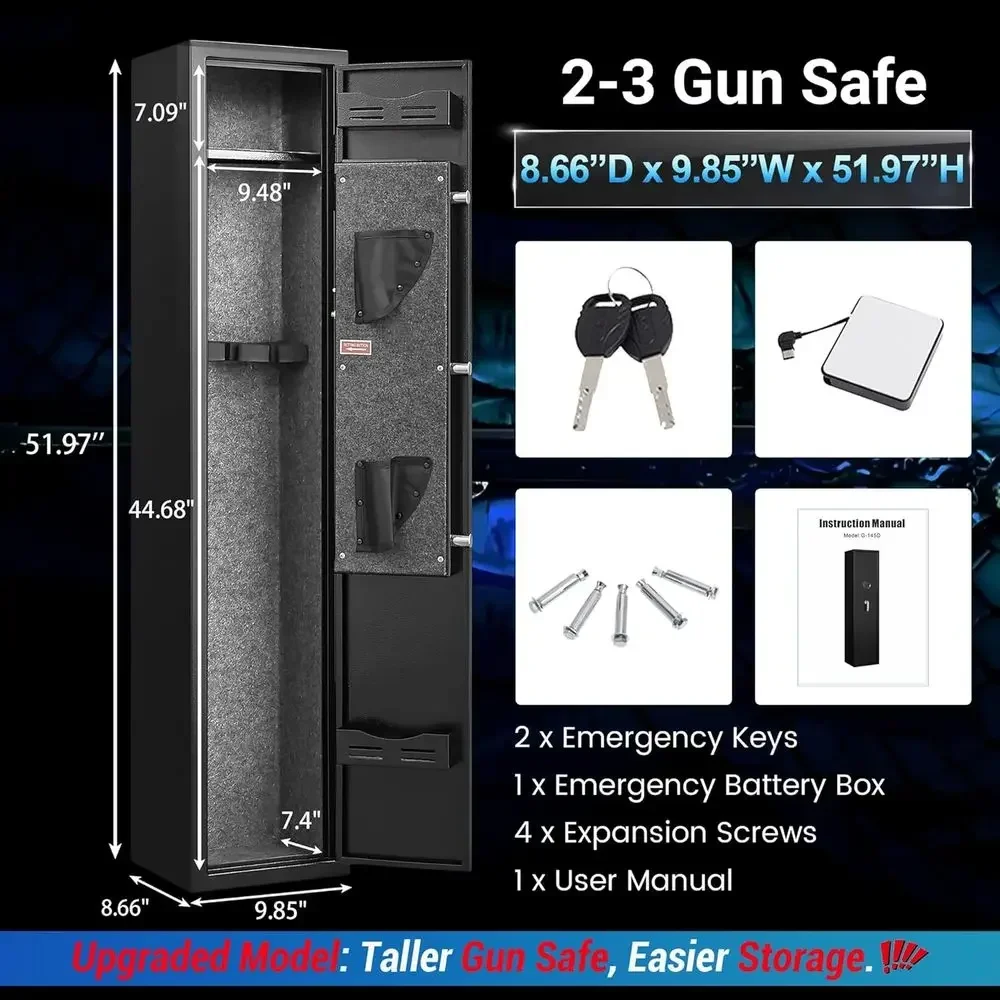 36-48 Tall Rifle Safes, Quick Access Gun Cabinets, Removable Shelf Option, Theft-Proof Security