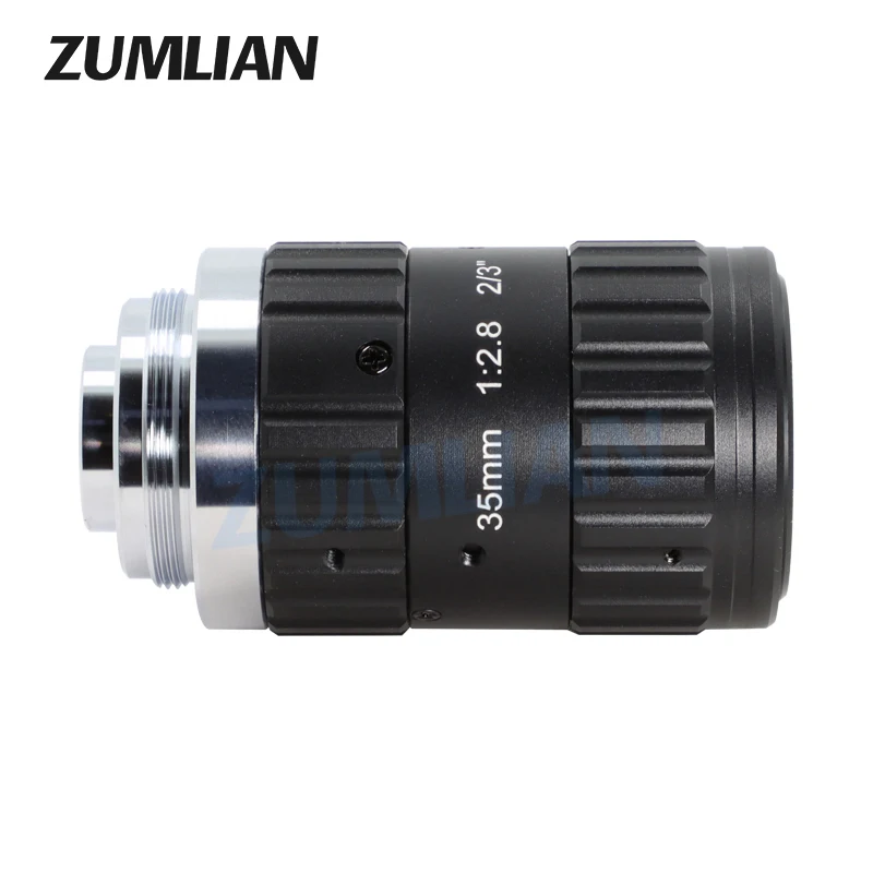 ZUMLIAN 10MP Cameras 35mm Prime Lens C-Mount 2/3'' Low Distortion F2.8 Manual Iris for High Resolution Machine Vision Cameras