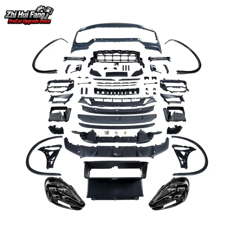

Suitable for 15-17 Porsche Cayenne 958.2 Old to New 9Y0.2 Turbo GT Front Bumper Assembly Including Daytime Running Lights + Head