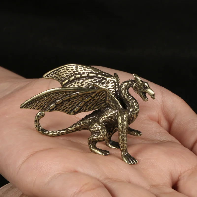 Solid Brass Flying Dragon Figurine Desk Decoration Mythological Pterosaur Metal Statue Ornament Home Decor Crafts