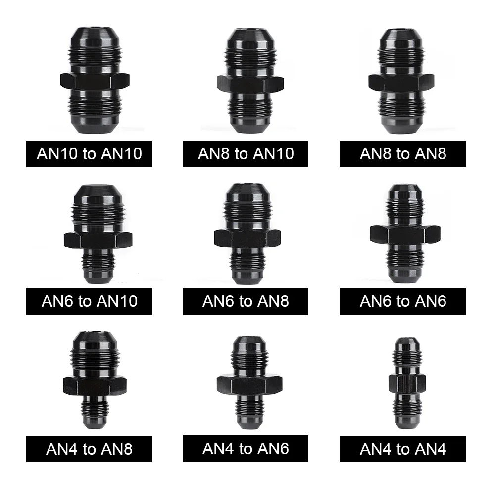 Aluminum Straight AN Male‑Male Coupler Fuel Oil Hose End Adapter Fitting Union AN4 AN6 AN8 AN10 Nitrous Line Connector