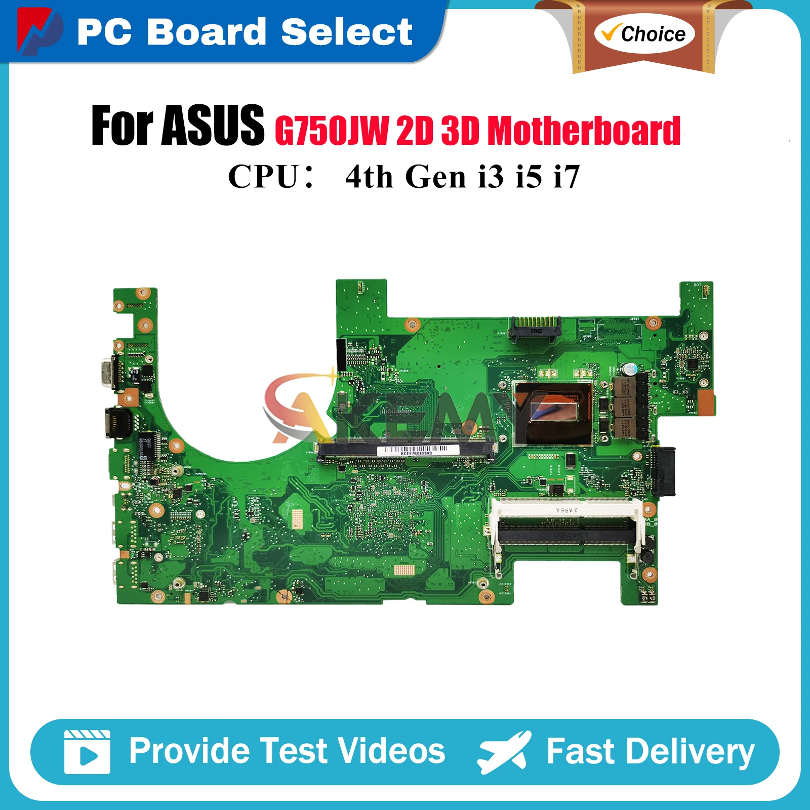 

G750JW Laptop Motherboard For ASUS ROG G750JM G750J G750JX G750JY G750JW G750JZ G750JH Mainboard With i3 i5 i7 CPU tests OK stk