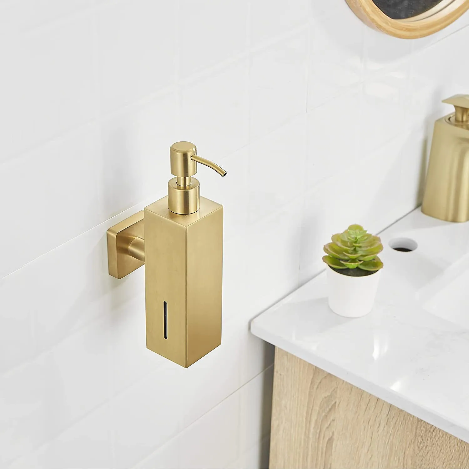 304 Stainless Steel Manual Soap Dispenser High Quality Golden Brushed Black Square Round Soap Dispenser for Hotel Bathrooms