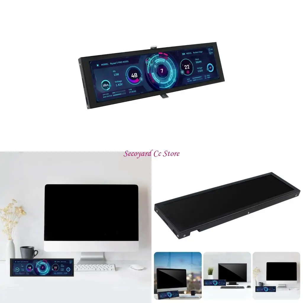 

N3UC 8.8Inch IPS LCD 1920x480 Computer Monitor Chassis Sub-Screen Aluminum Case Real Time Data Tracking