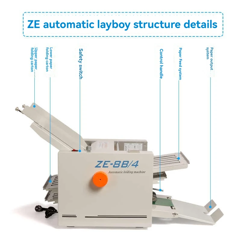 ZE-8B/4 Automatic Paper Folding Machine Max for A3 Paper+high Speed+4 Folding Trays+100% Warranty 1PC