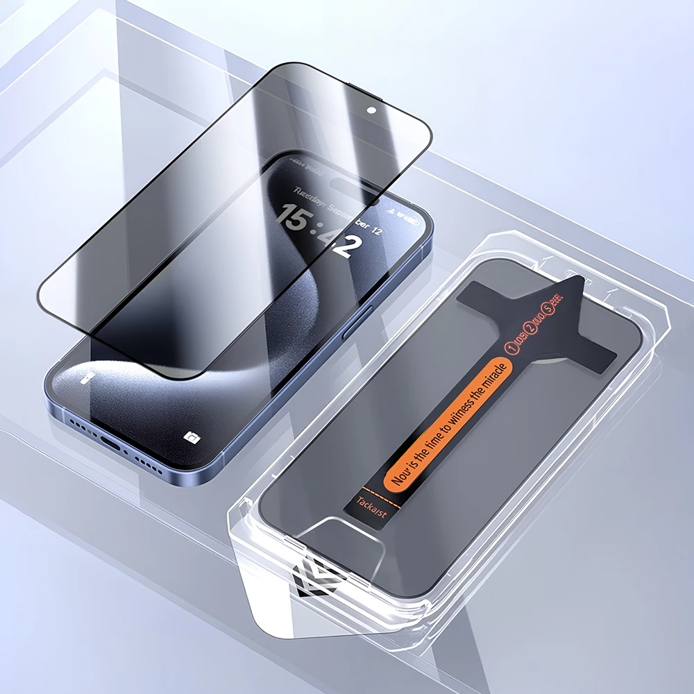 Einfach zu installierende Anti-Spionage-Hartglasfolie für iPhone 17 Pro Max Air 16 15 14 Plus 12 13 11 X XR XsMax Privatsphäre Displayschutzfolien