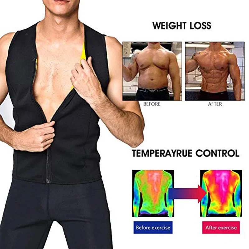 Men Body Shaper Waist Trainer Sauna Suit Sweat Vest Slimming Underwear Weight Loss Shirt Fat Burner Workout Tank Tops Shapewear