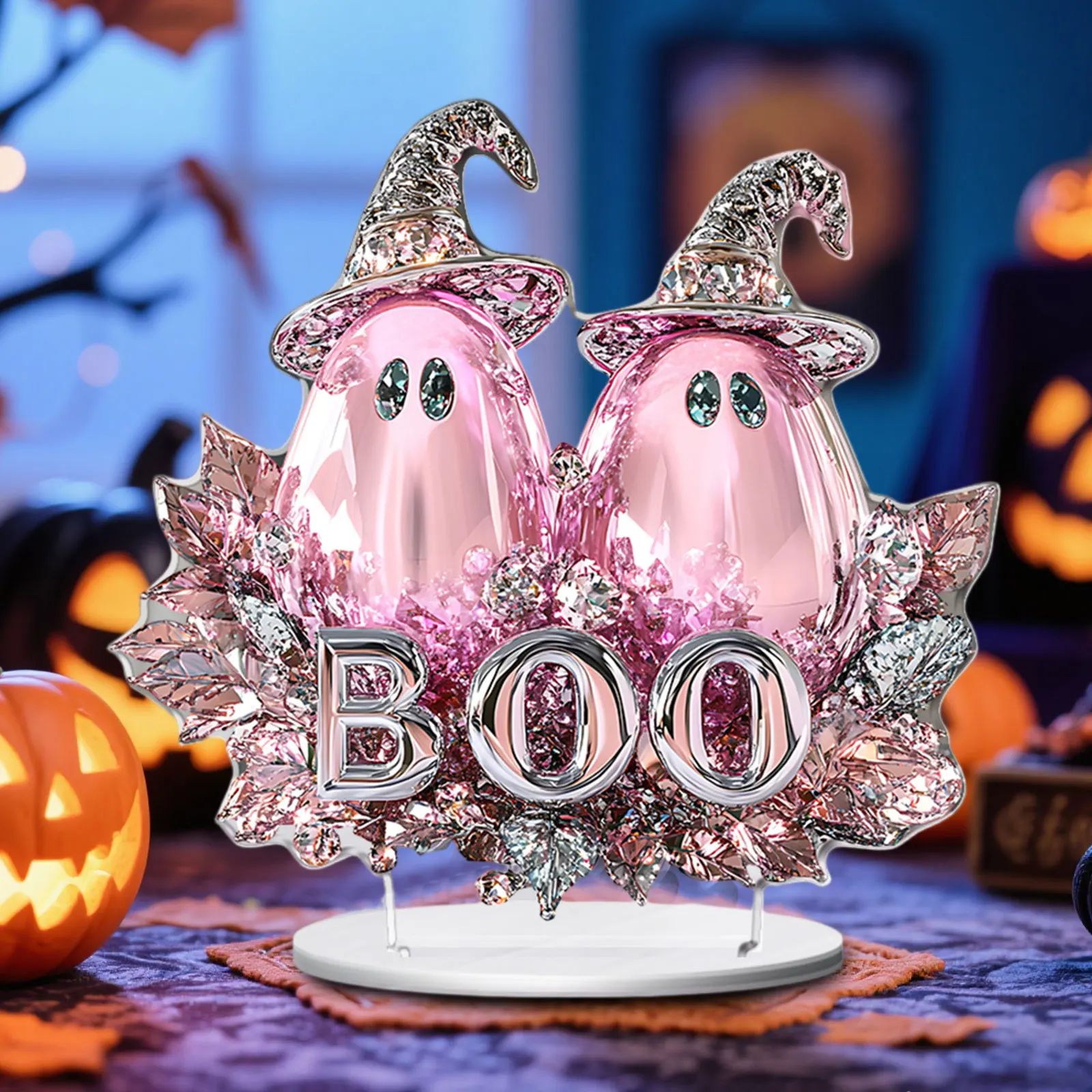 زينة حفلات الهالوين مخيف أكريليك كريستال شبح 2D تمثال مسطح زخرفة الجدول محور للديكور المنزل