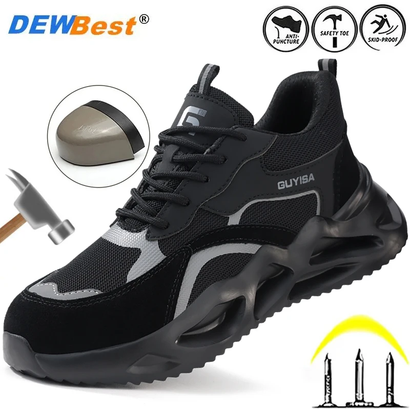 Men's four seasons hot steel head lightweight comfortable and durable not tired feet anti-smash anti-puncture safety shoes