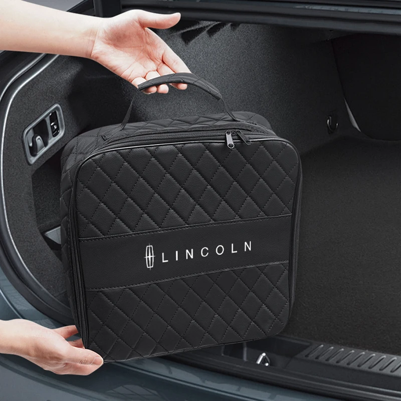 Bolsa de almacenamiento para coche, estuche organizador de cuero para Lincoln Continental MKZ Town-car Aviator, caja de almacenamiento de pistola recargable, accesorios