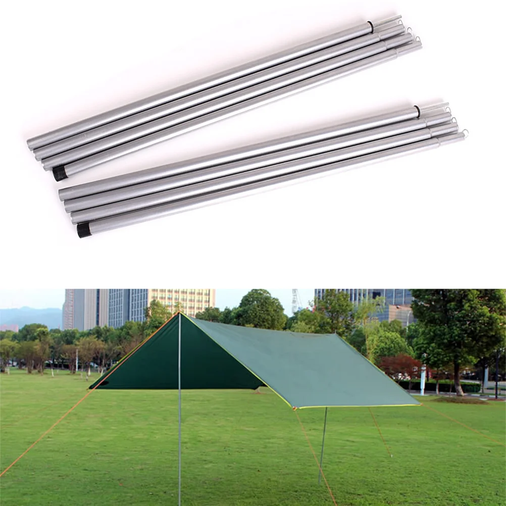 2pcs 2m Tent Pole Rod Iron Made High Strength 4 Pointed Easy Ground Fixation Space Saving Carry Camping Hiking