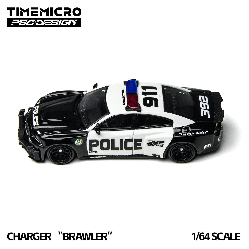 *الطلب المسبق*TimeMicro × PSC DESIGN 1:64 لوحة سيارة شرطي سوداء محاكاة نموذج سيارة مصنوع من خليط معدني للهوايات والمقتنيات والعرض