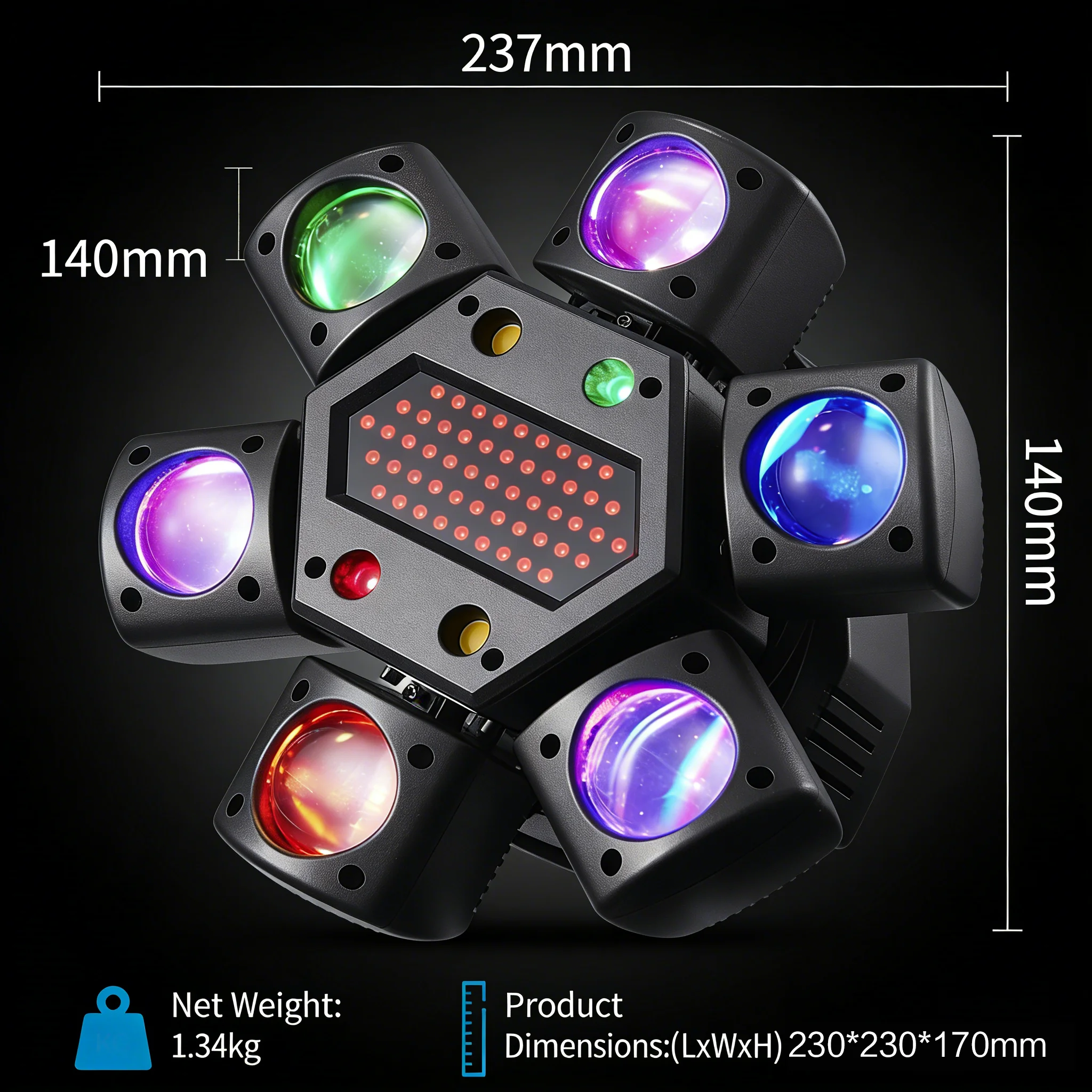 Mini Sechsarmiges DJ-Licht 80W RGBW Laser Schallaktivierte DMX512 Bühnenbeleuchtung für Party Club Disco Hochzeit Weihnachten Bar – Detail 5