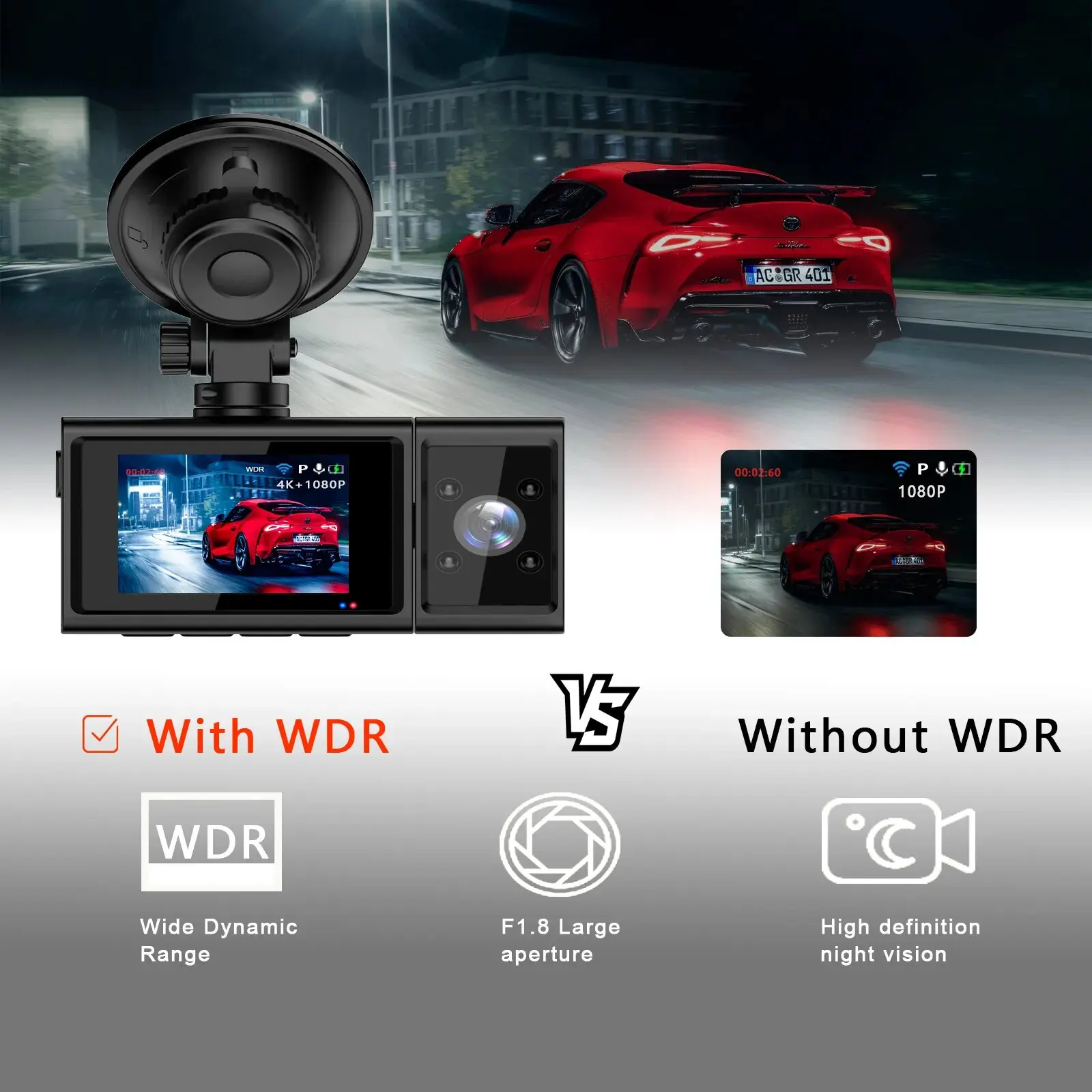 3 قناة للرؤية الليلية 3 عدسة مسجل IPS LCD FHD 2.5K كاميرات نظام تحديد المواقع واي فاي داشكام لسيارة كاميرا فيديو كاميرا داش مزدوجة