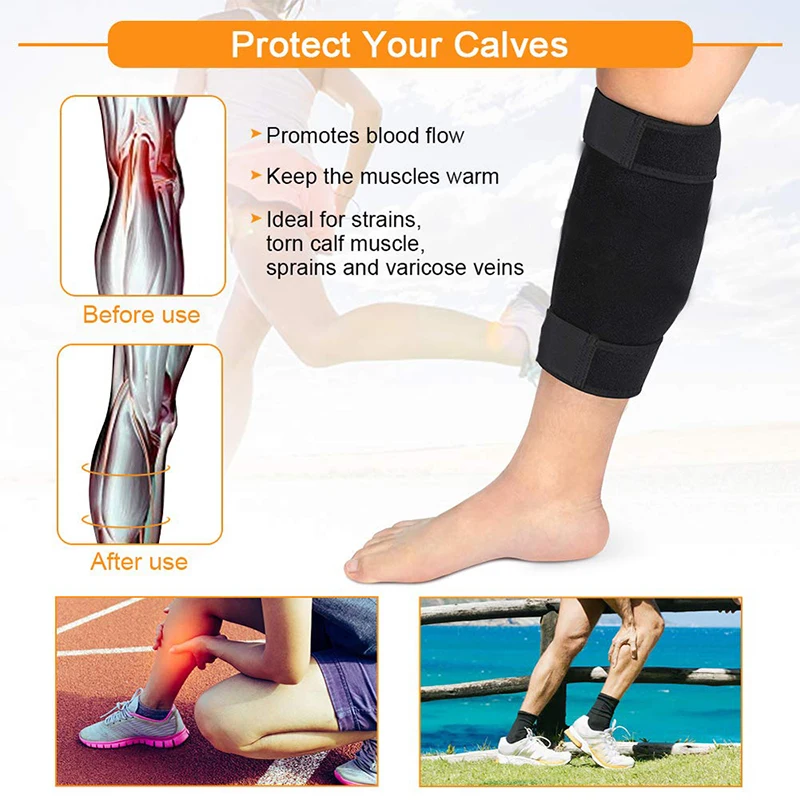 Tcare 1PC Calf Brace Torn Muscle Shin Splint Brace Lower Leg Neoprene Runners Injury Strain Tear Splints Calf Compression Sleeve