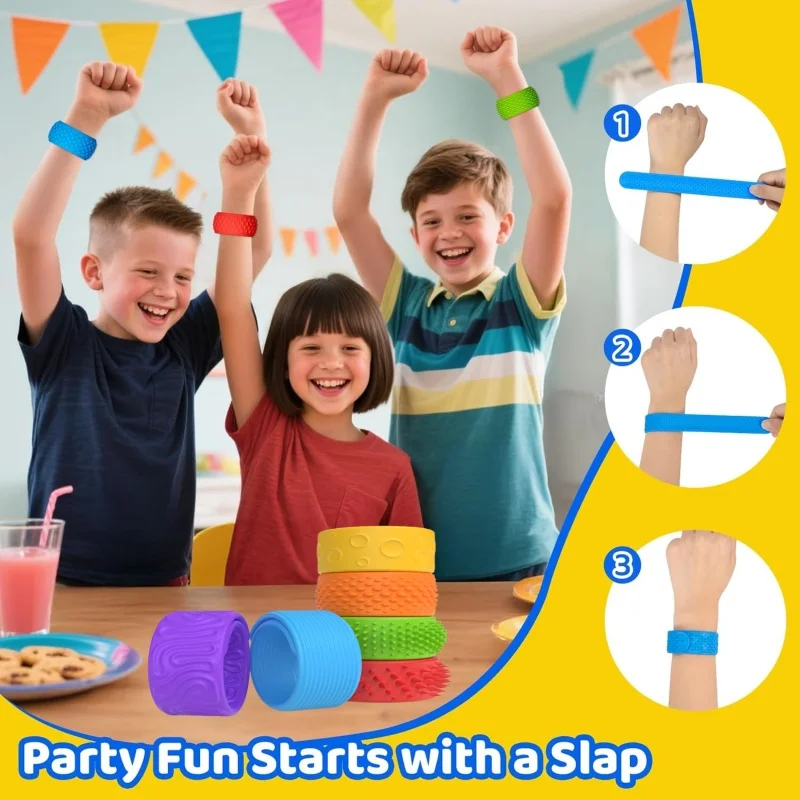 6 sztuk bransoletek slap z teksturowanego silikonu, zabawki antystresowe, sensoryczne zabawki dla dzieci, zabawki fidget dla dorosłych, niezbędne na biurko, do podróży